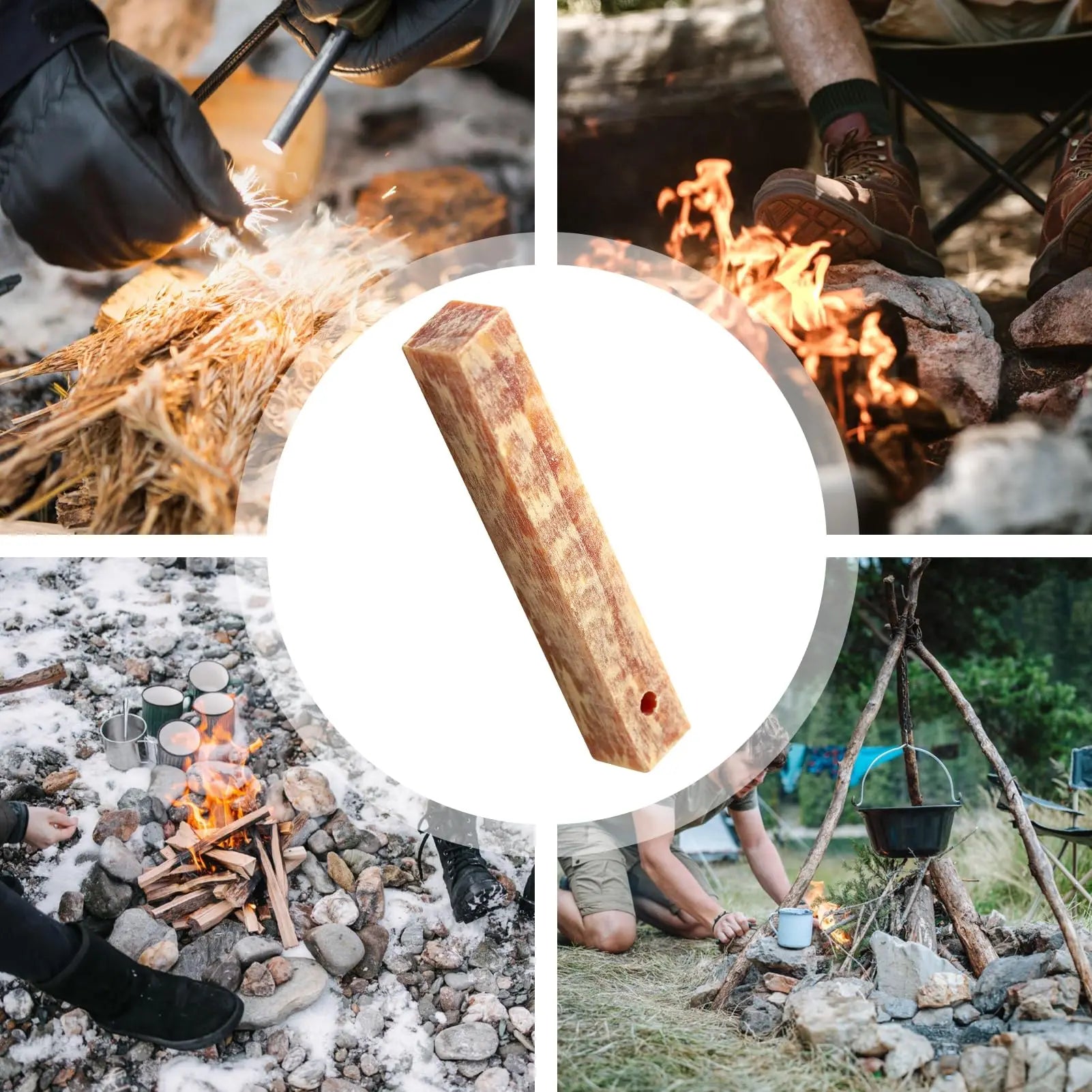 Rafford 2Pcs Pure natural ignition matches pine wood kindling matches outdoor fire making tools outdoor camping survival tools