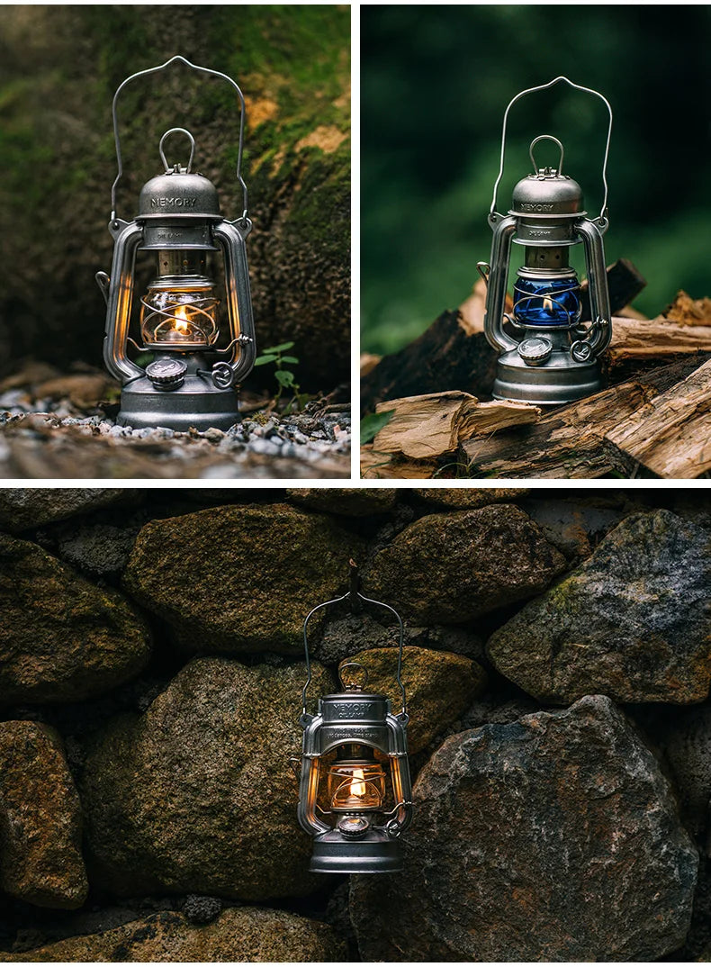 Oil Lamp Outdoor Portable Mini Camping Lantern Emotion Retro Lights for Hike Picnic Backpack Camping Supplies