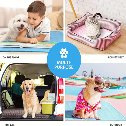 Portable I YAN Pet Summer Cooling Gel Mat for dogs and cats, scratch-resistant cooling pad for hot weather comfort