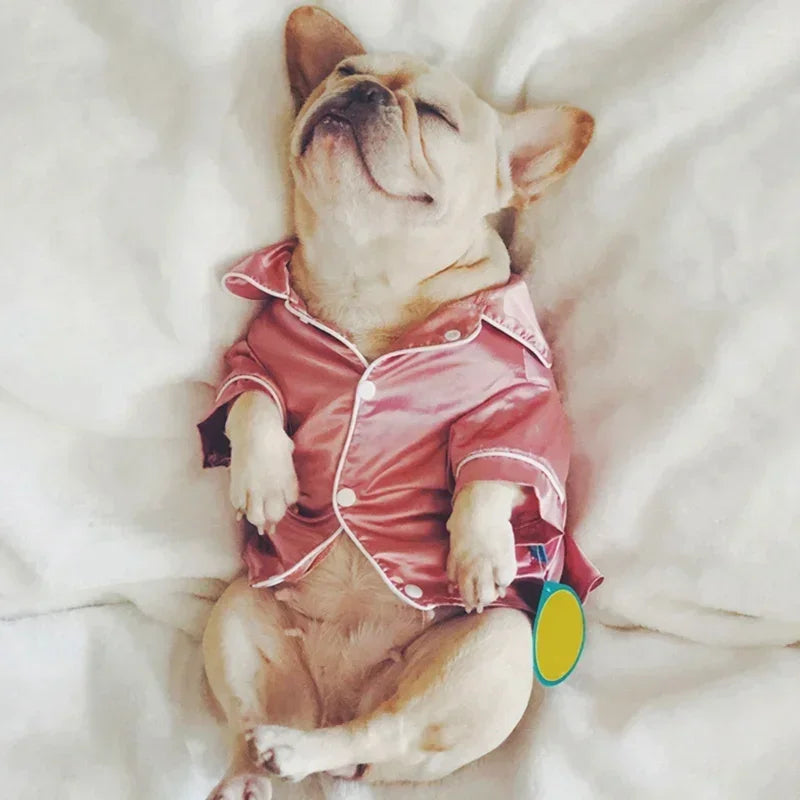 Soft silk French Bulldog pajamas for small dogs by I YAN, featuring comfortable pet dog shirts and cozy clothing for cats.