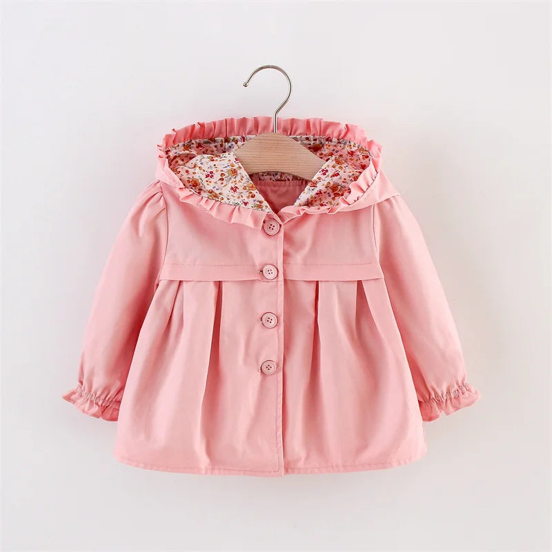 Newborn Baby Girl Clothes Spring And Autumn Solid Color Baby Girl Coat Simple Girl'S Windbreaker