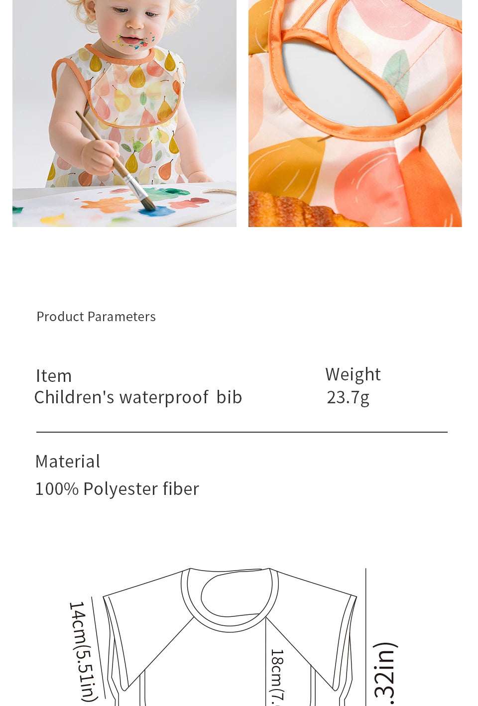 Elinfant Eating Feeding Bibs,Easy To Clean Burp Cloth,Wash-Free Eating Bibs,Smock Apron For Boys Girls, Baby Food Accessories