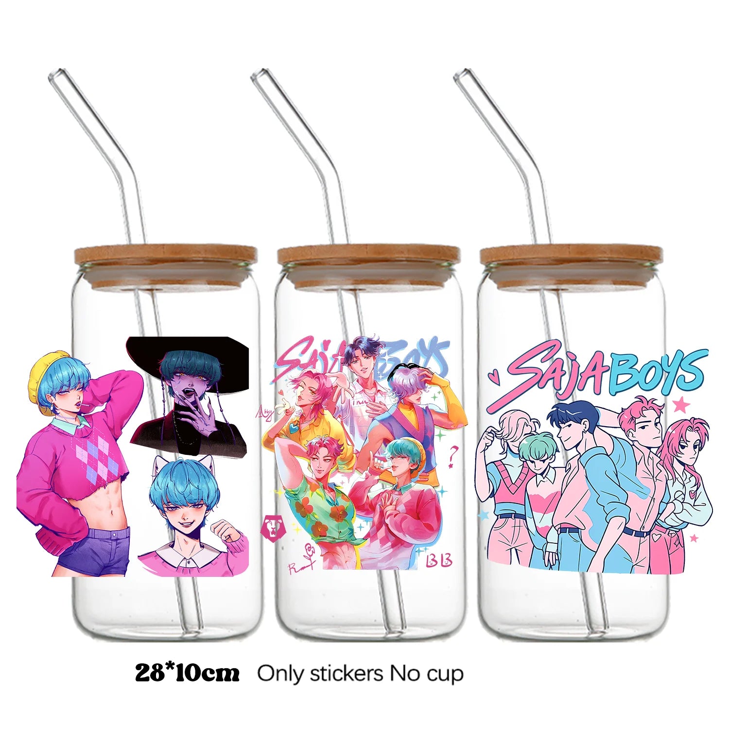 Demon Hunters UV DTF crystal sticker by I YAN, 10x28cm, featuring detailed demon hunter design on transparent decal for bottles and cups