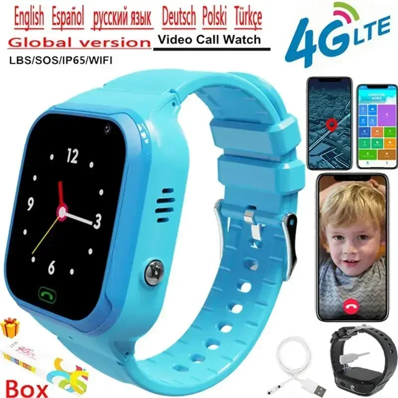 Lenovo Kids Smart Watch 4G GPS Tracker – SIM Card Calling Camera IP67 Waterproof Children's Watch Birthday Gift - I YAN