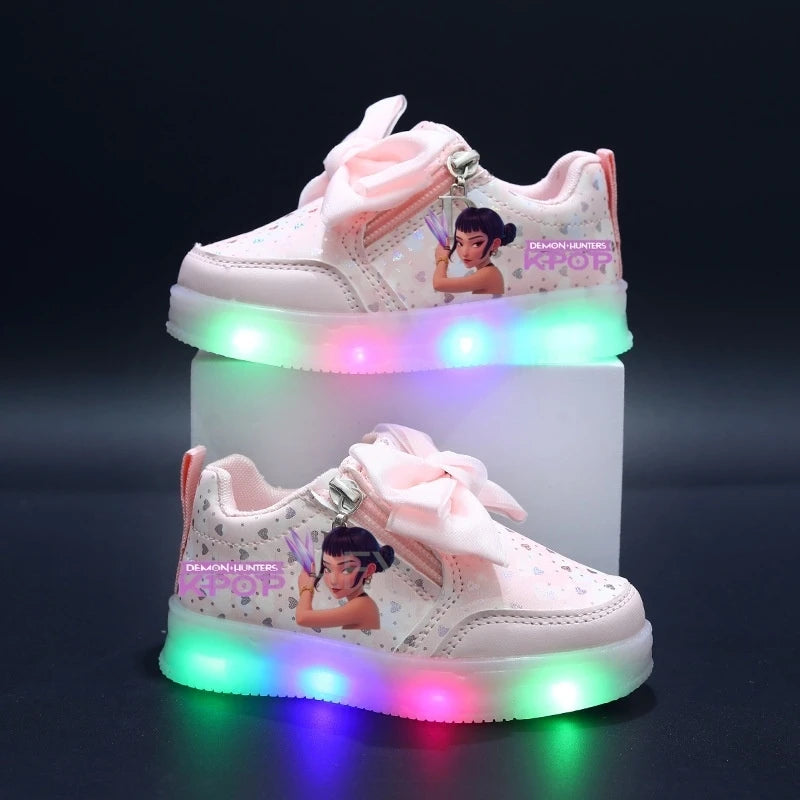 Hot Kpop Demon Hunter Children Led Shoes Boys Girls Lighted Sneakers Glowing Shoes Kid Sneakers With Luminous Sole Running Shoes