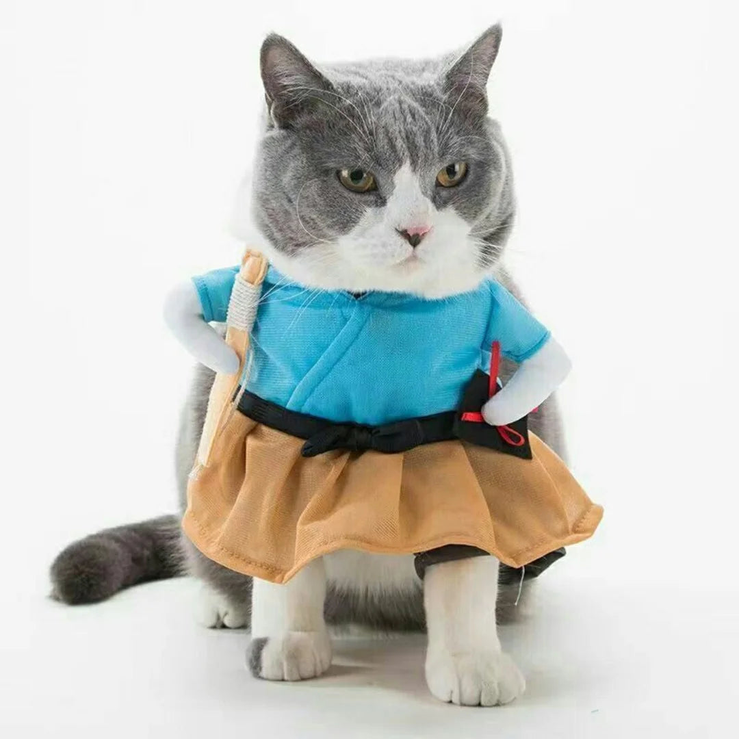 Cute Japanese kimono pet costume for dogs and cats, I YAN yukata dress perfect for parties, cosplay, and fun accessories.