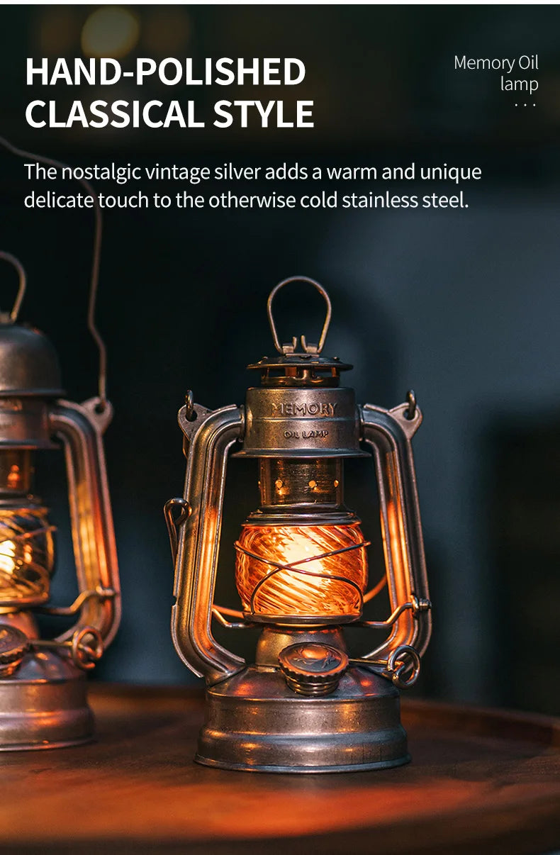 Oil Lamp Outdoor Portable Mini Camping Lantern Emotion Retro Lights for Hike Picnic Backpack Camping Supplies