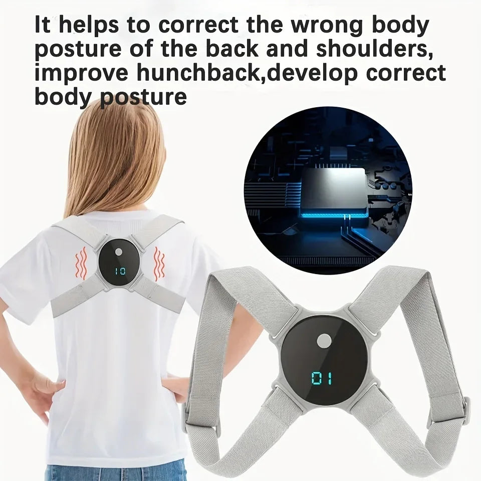 USB Rechargeable Posture Corrector Smart Back Shoulder Trainer with Vibration Alerts, Adjustable Straps Lightweight Comfortable - I YAN