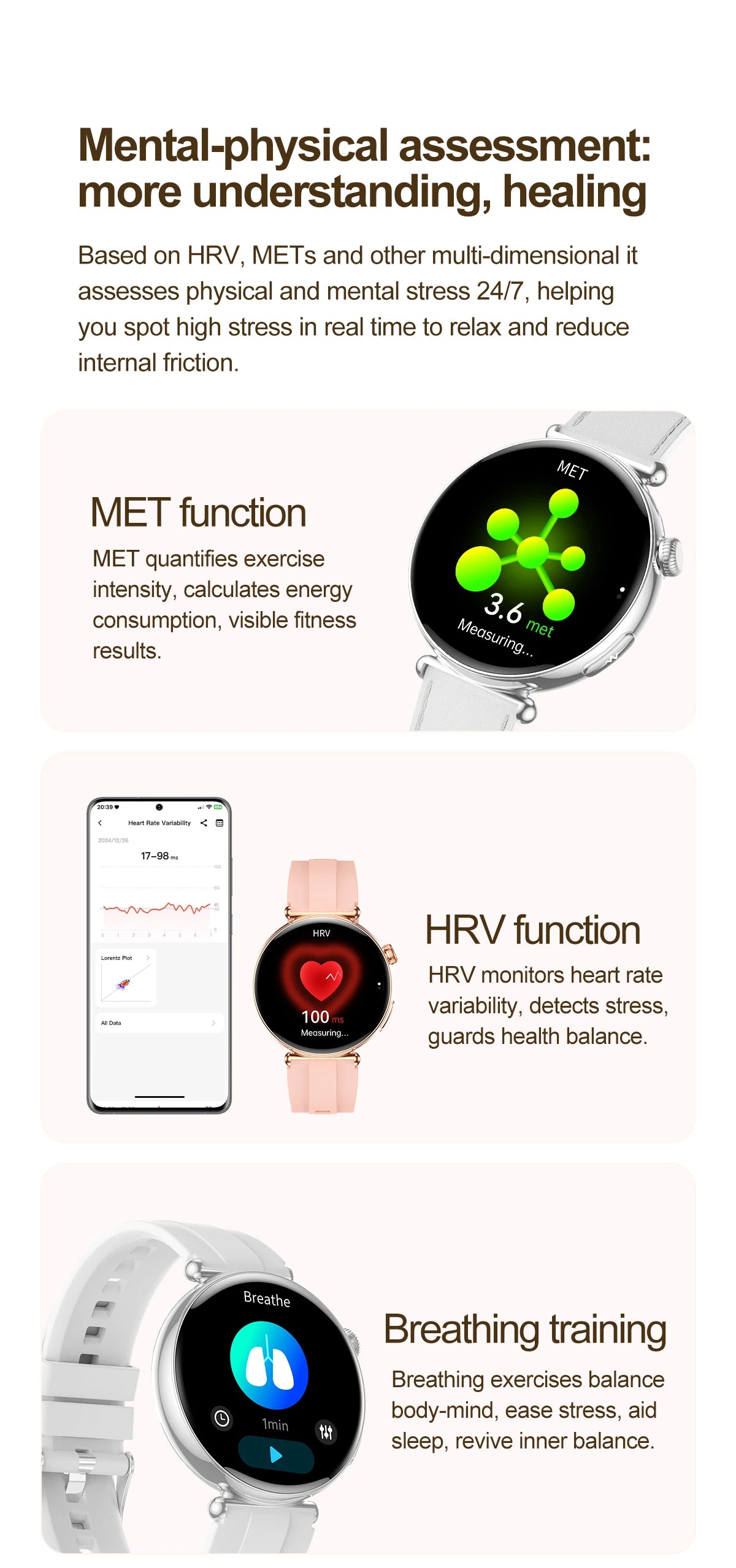 2026 New Women AI Smart Diagnosis Smart Watch HRV+ECG Uric Acid Blood Oxygen Health Monitor IP68 Waterproof Sports Smartwatches