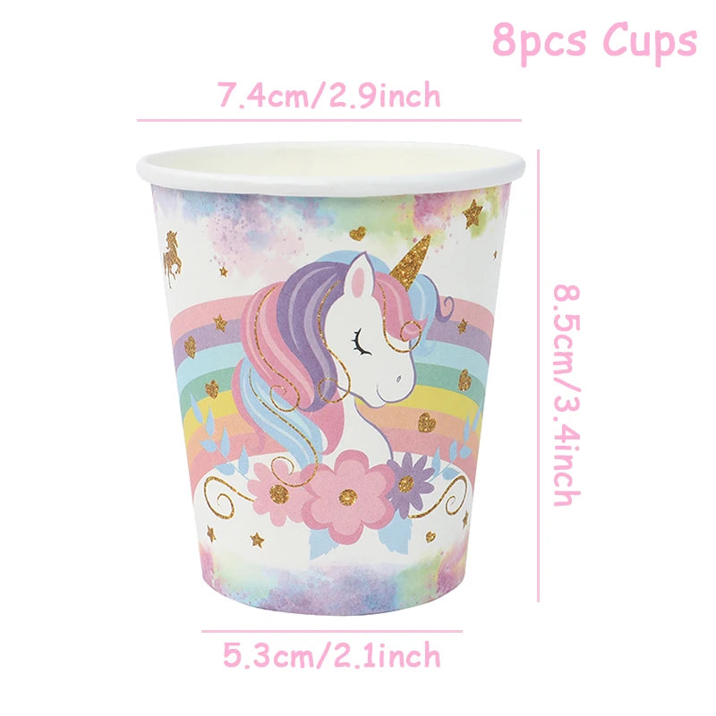 Unicorn Party Disposable Tableware Plates Napkin Rainbow Unicorn Birthday Party Decor Kids Birthday Party Supplies Baby Shower