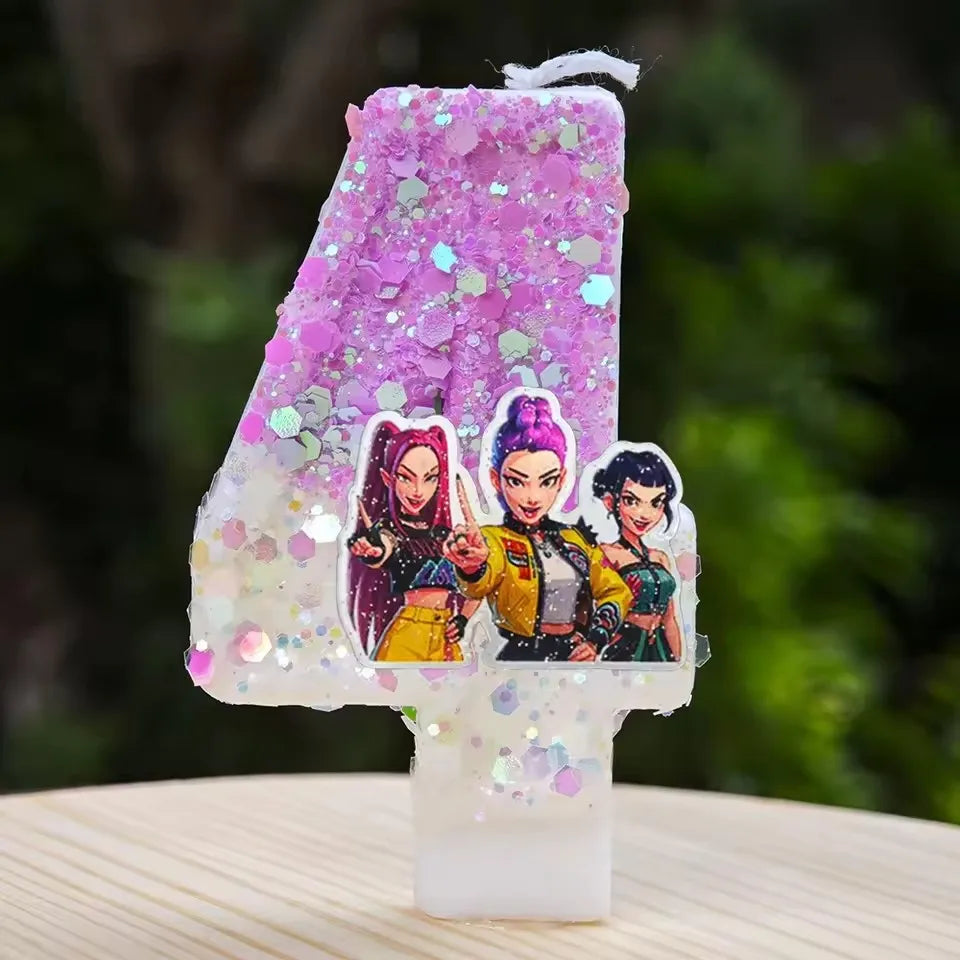 Hot Cute Girl Group Hunter's Digital Candle Numbers 0-9 Kids Birthday Cake Decoration Cartoon Party Supplies Accessory