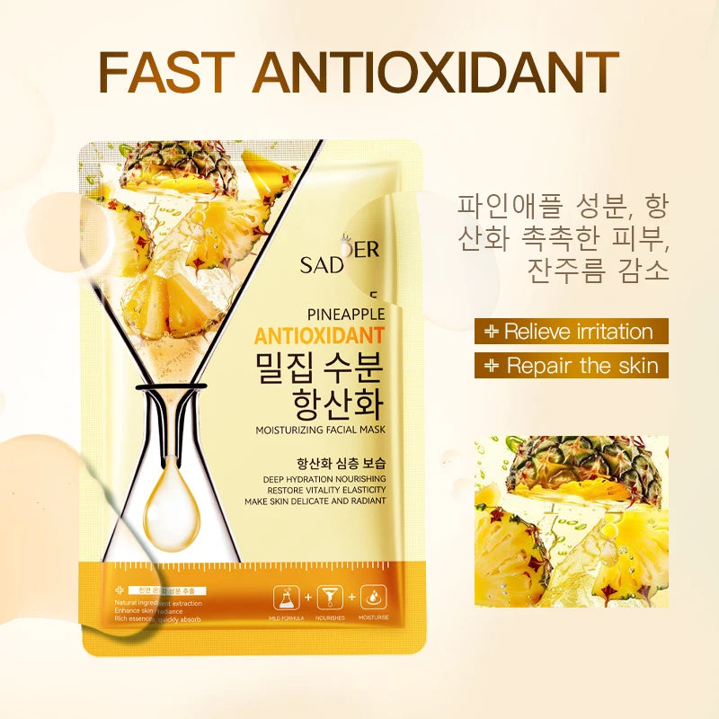 8pcs SADOER Fruits Face Mask for Facial Moisturizing Brightening Firming Hydrating Facial Masks Korean Skin Care Cosmetics