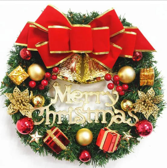 Christmas Wreath for Front Door Red Gold Window Wall Door Decorations  Christmas Garland Ornament Guirnalda Navidad