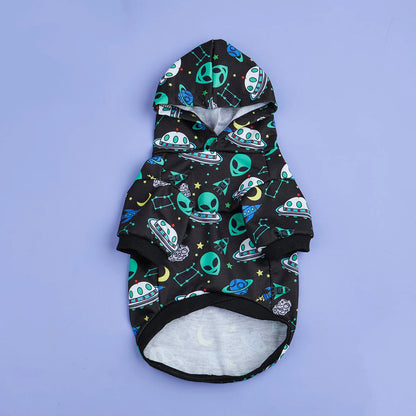 Alien Dog Hoodie Dog Warm Jacket Coat Puppy Sweatshirt Flying Saucer Christmas Halloween Dog Costume  Winter Dog Clothes Pet App