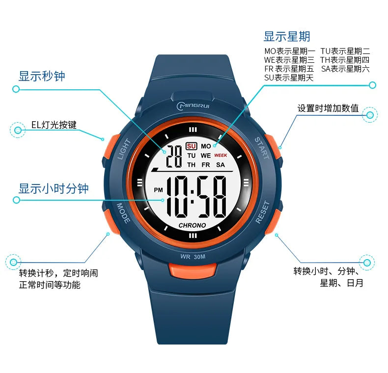 I YAN UTHAI CE49 kids' waterproof luminous smart watch with alarm, suitable for boys and girls, featuring a colorful digital display.