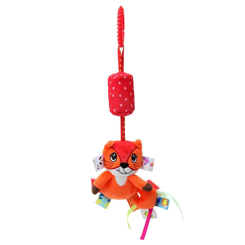 Soft giraffe and zebra plush handbells and rattles for infants, includes teether, perfect for baby development and newborn gifts.