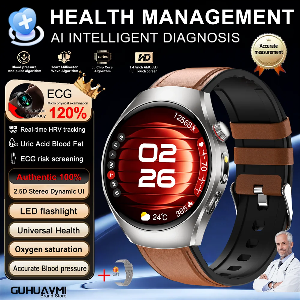 New Brand 2026 upgrade Health Check Smart Watch ECG Blood Lipid Uric Acid Body Fat Sport Waterproof HD Call SmartWatch Man Women