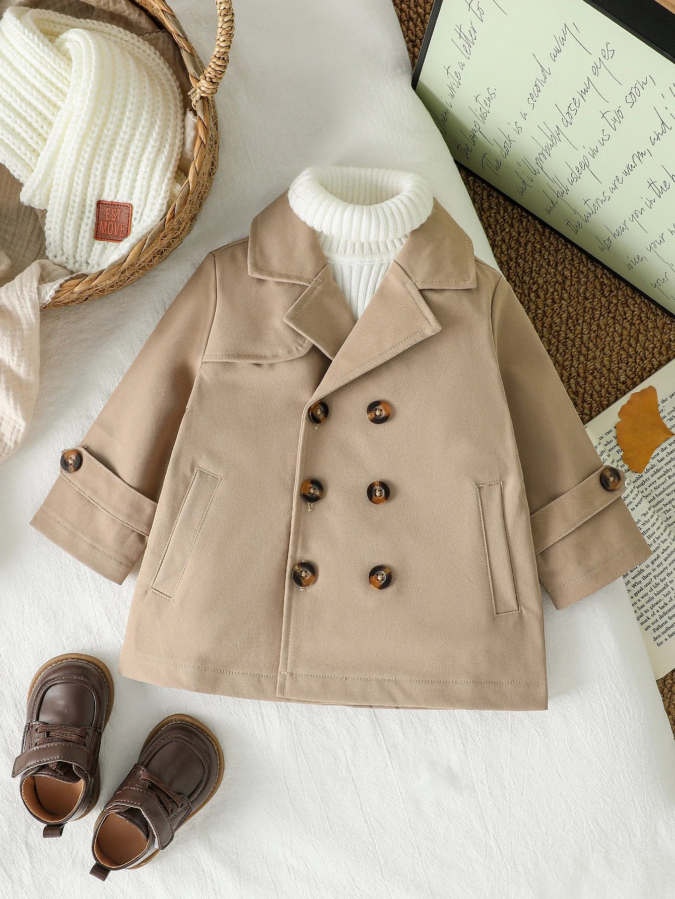 2025 New Fashion Baby Boys Trench Coat Autumn/Winter Jacket Long Sleeve Baby  Double breasted  Cardigan Clothes For 1-3Y