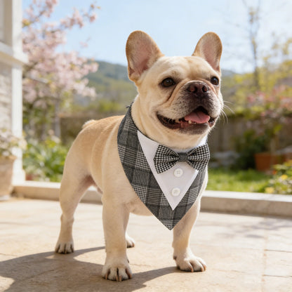 I YAN Sucado pet bandana wedding dog collar with triangle scarf and bow tie, perfect for party or special occasions.