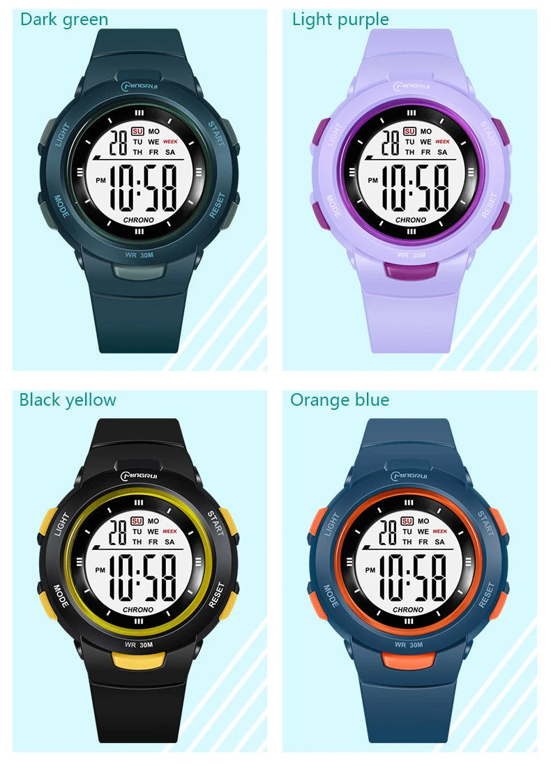 I YAN UTHAI CE49 kids' waterproof smart watch with luminous display, alarm, and electronic features for boys and girls.