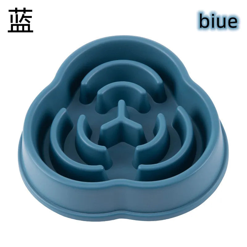 I YAN pet slow food bowl for cats and dogs, round, non-slip, thickened, anti-choking design in multiple colors and shapes.