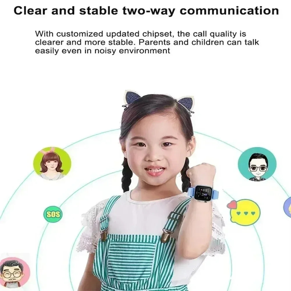 Lenovo I YAN kids smartwatch with GPS, camera, SOS, video call, and location tracking for children.