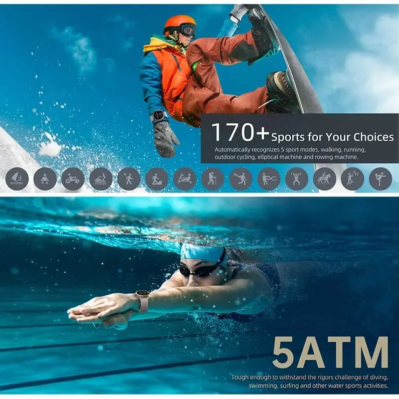 New GPS Positioning Smart Watch 1.32AMOLED 5ATM Waterproof Women Men Health Bluetooth Call 360mAh Compass 170+Sports Mode SmartWatch