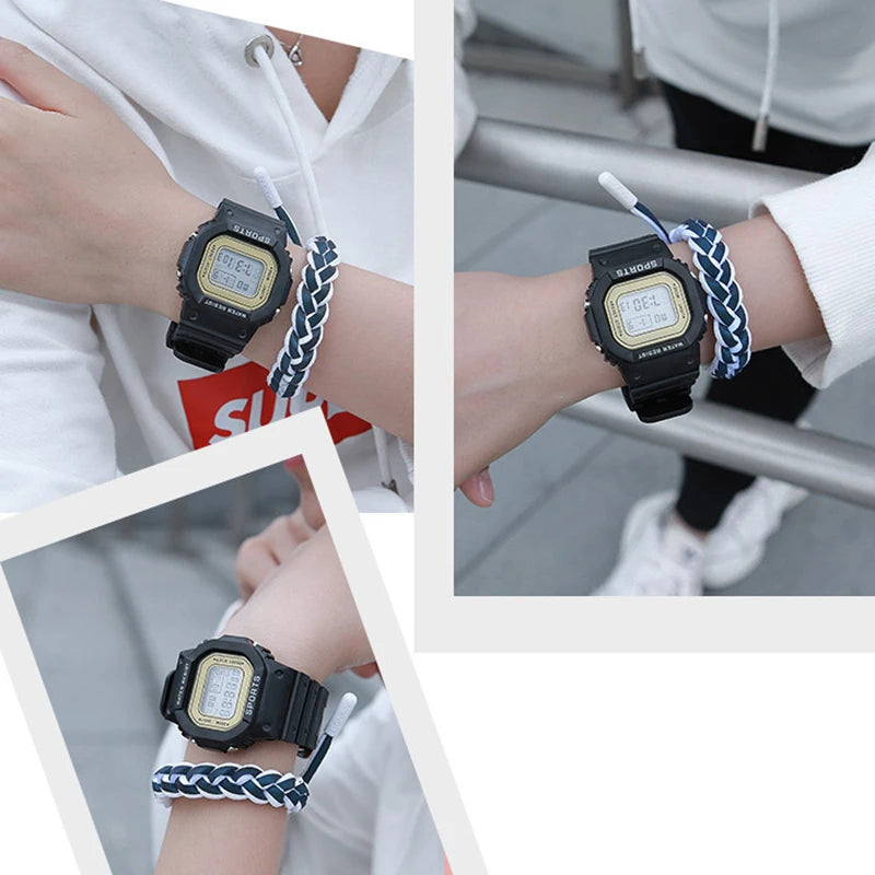 YIKAZE Sports Watch Boys Girls Student LED Electronic Watch Colorful Men Women Square Digital Watches Waterproof Rubber Clock