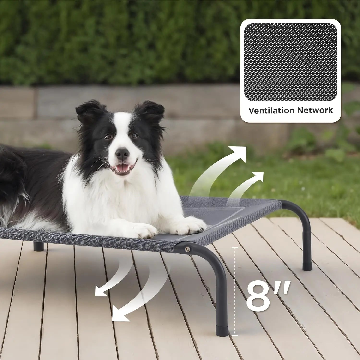 Elevated Cooling Dog Bed for Large Dogs, 49in Grey, Portable Mesh Cot, Weather Resistant, Supports Up to 85 lbs, Easy Assembly