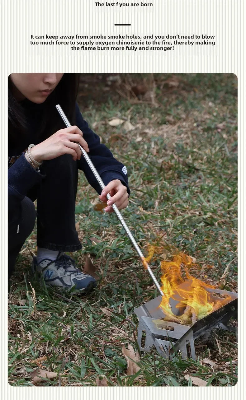 Outdoor Camping Blow Fire Tube Blowpipe Collapsible Tiny Beach Garden Tool Picnic Camping Equipment Blowing Fire Stick