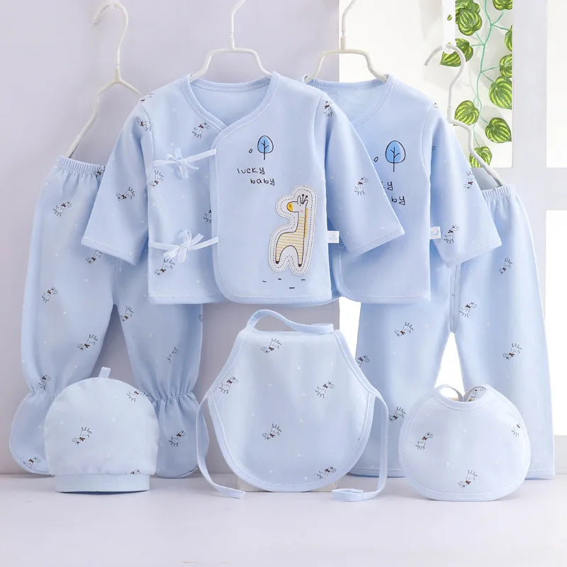 Newborn Baby Clothing Set 7-Piece – Soft Cotton Cartoon Outfit Gift - I YAN