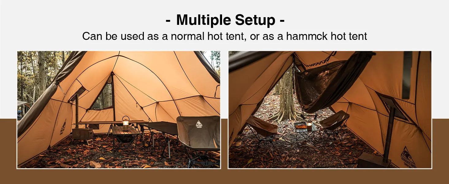 Onetigris ASH Hammock Canopy 4 Person Camping Hot Tent with Stove Jack 4 Season Waterproof Windproof for Survivalist Hiking