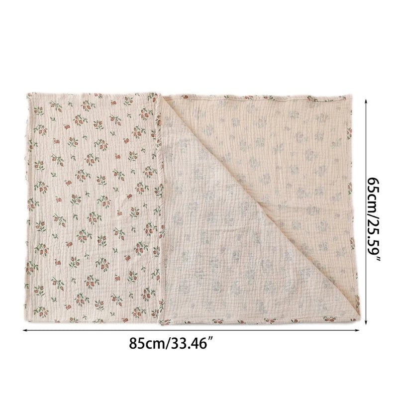 I YAN cotton swaddle blanket for babies with floral print, soft muslin fabric, ideal for newborns and stroller covers.