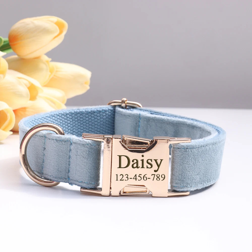 Personalized I YAN dog collar with engraved ID tag for small to large dogs, featuring custom name and phone number for Chihuahua and more