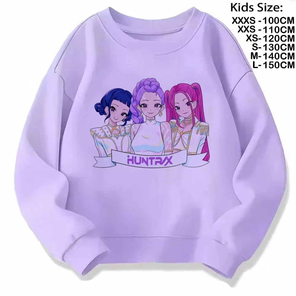 Movie Fans Gift Hoodie Girls Kids Huntrix Kpop Demon Hunters Children's Sweatshirt Cute Tiger Harajuku Hoody for Boys Girls