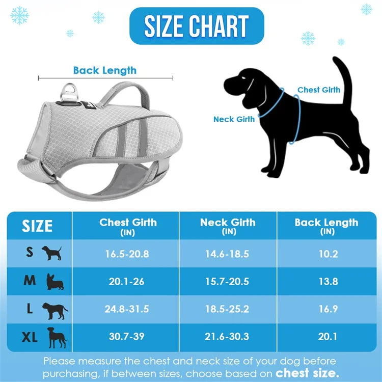 I YAN dog cooling vest harness with ice pack pocket, breathable reflective jacket designed for medium and large dogs.