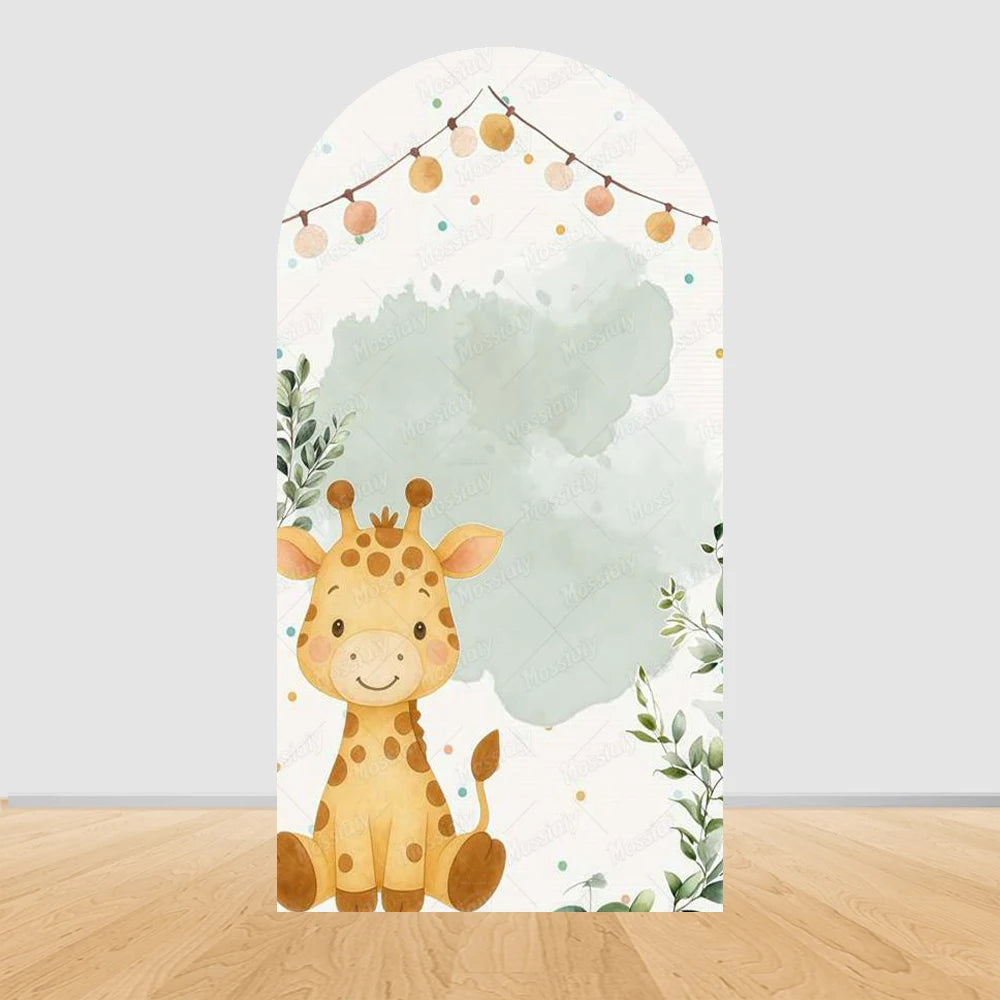 Jungle Animals Party Wild One Baby Shower Arch Cover Backdrop for Boy Birthday Cartoon Animal Truck Background Wall Decoration