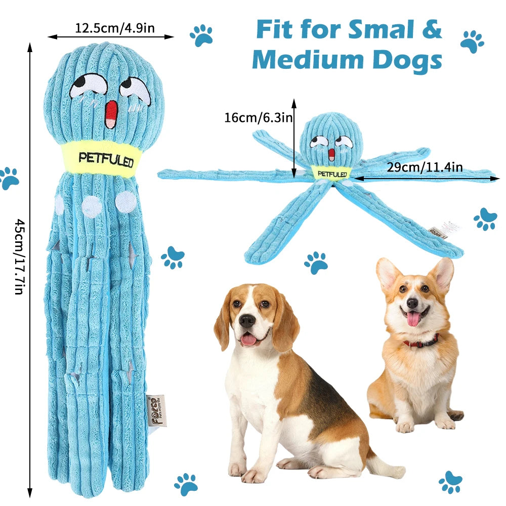 Dog snuffle octopus plush toy by I YAN, interactive puzzle and slow feeder chew toy for dogs with multiple hiding pockets