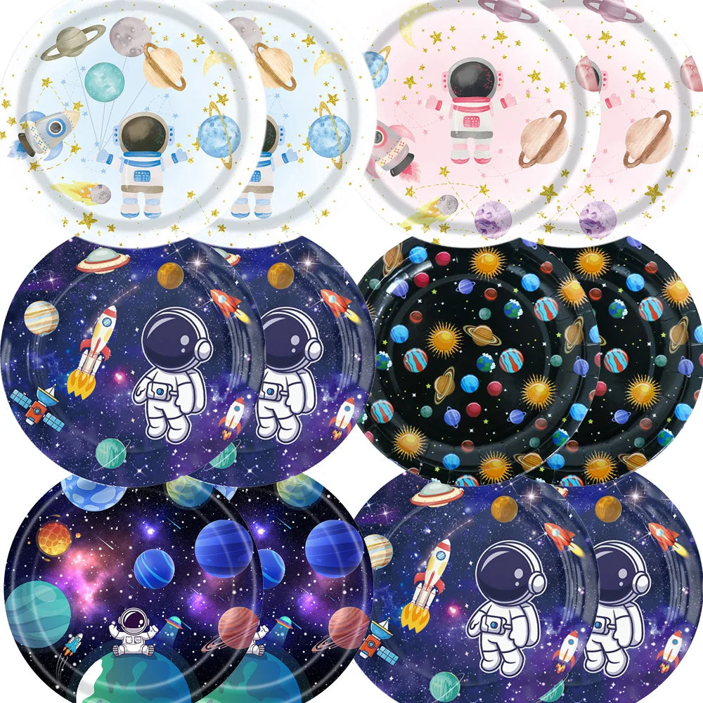 10/50pcs Outer Space Party Tableware Disposable Paper Plates  Space Themed Galaxy Party Kids Birthday Party Decoration Supplies