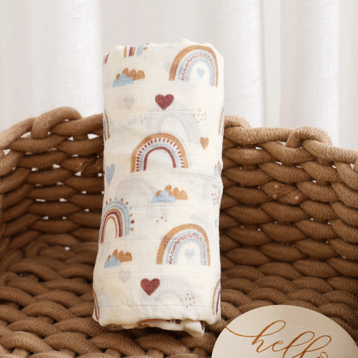 Bamboo Cotton Baby Muslin Swaddle Blanket 120x110cm – Soft Print Baby Towel Wrap for Newborns - I YAN
