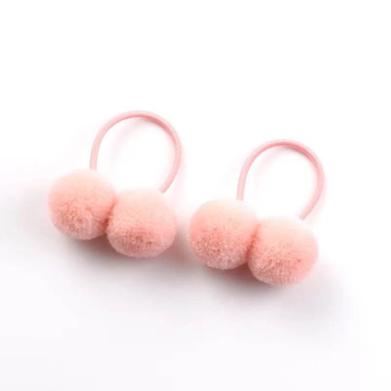 5/10pcs New Dog Double Plush Elastic Solid Hair Ball Pets Grooming Bows for Small Dogs Cat Bows Dog Hair Accessories Wholesale