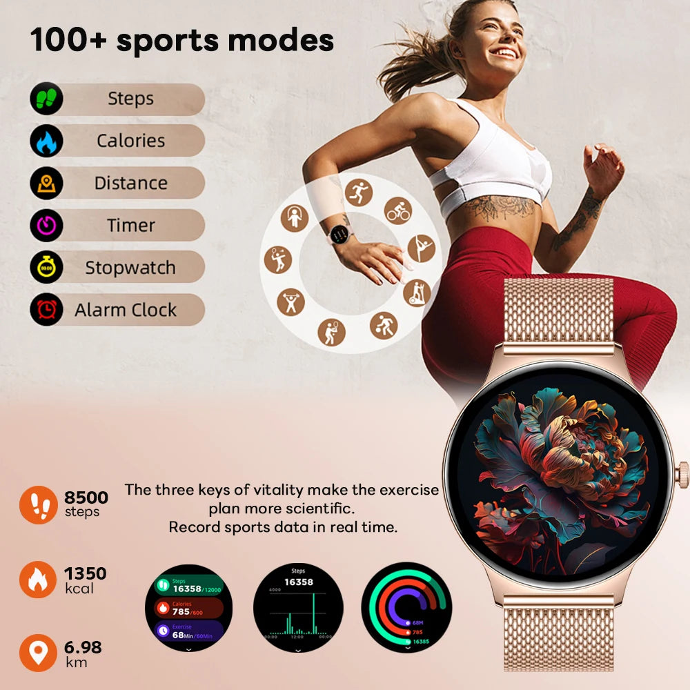 2026 New Ultra Slim AMOLED Smart Watch Women Screen Always Display Time Heart Rate BT Calling High-end Fashion Smartwatch