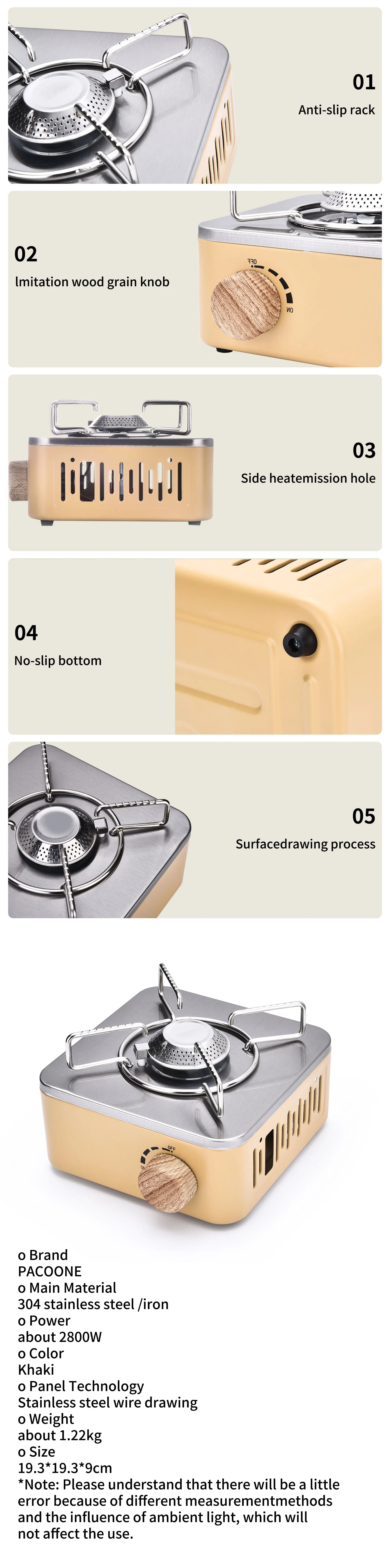 PACOONE Camping Gas Stove 2800W High Firepower Portable Cassette Furnace Outdoor Gas Burner Picnic Camp