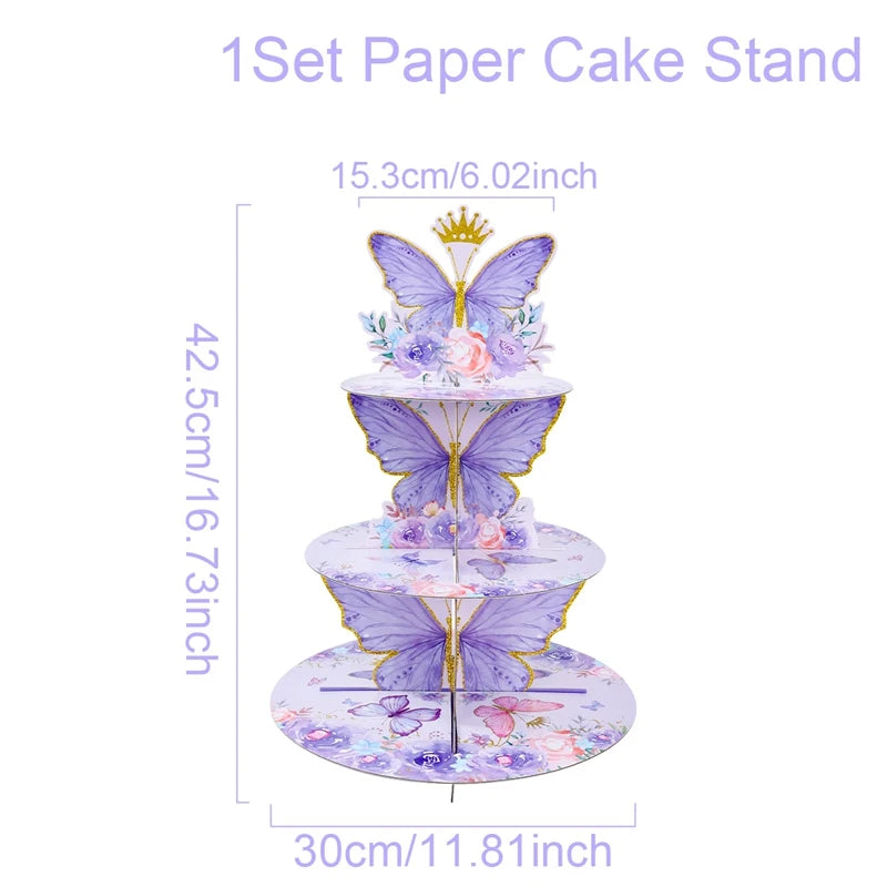 Butterfly Birthday Party Decoration Kids Girls Butterfly Party Disposable Tableware Paper Cup Plate Birthday Baby Shower Party - I YAN