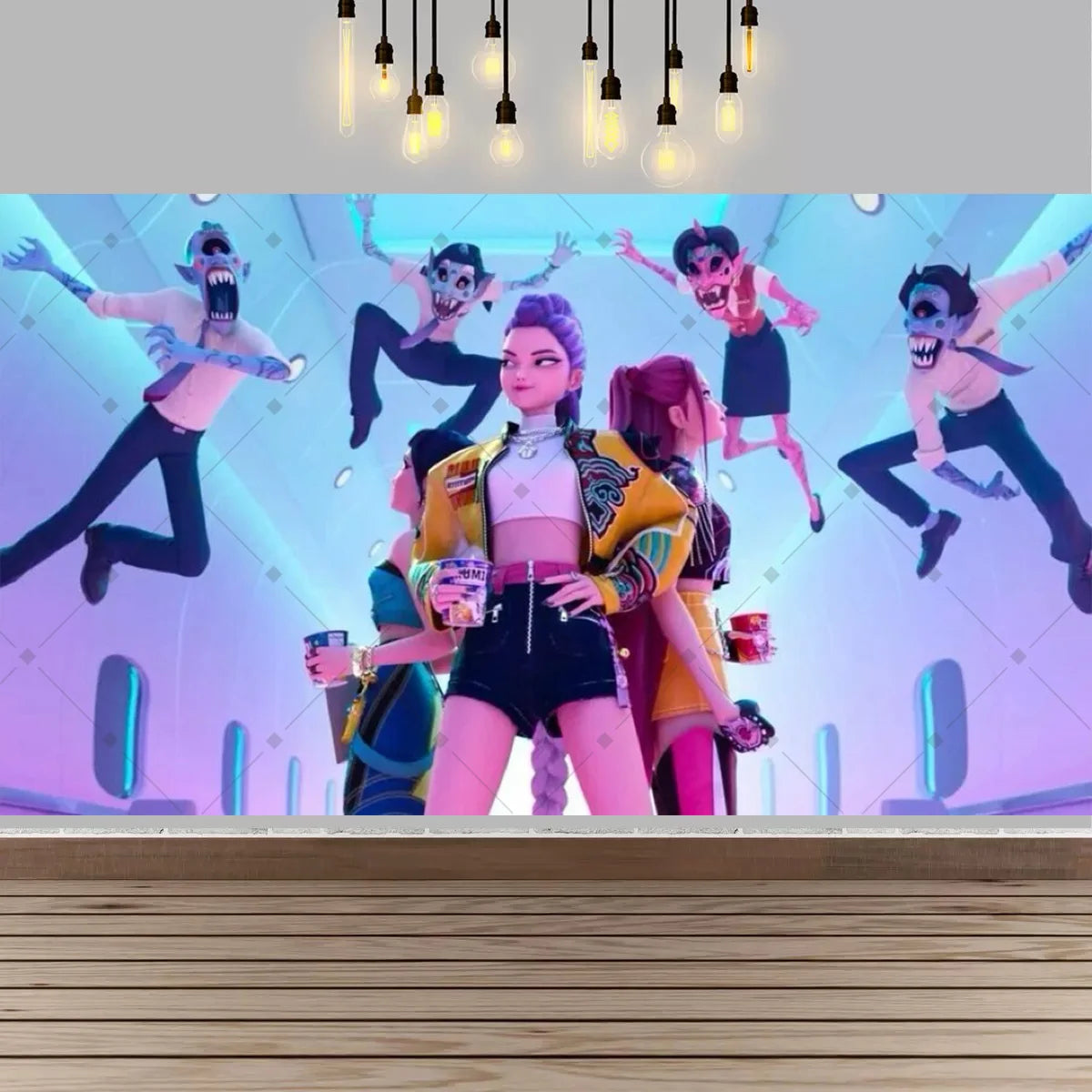 Kpop Theme Girl's Birthday Party Decoration Backdrop Pink Demons Birthday Party Supplies Decor Banner Baby Baptism Gift