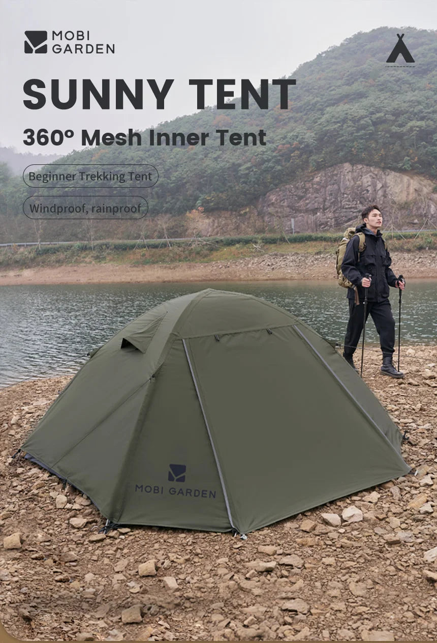 MOBI GARDEN Camping Backpacking Tent Waterproof Rainproof Hiking Silver Coated Sun Protection Easy Set Up