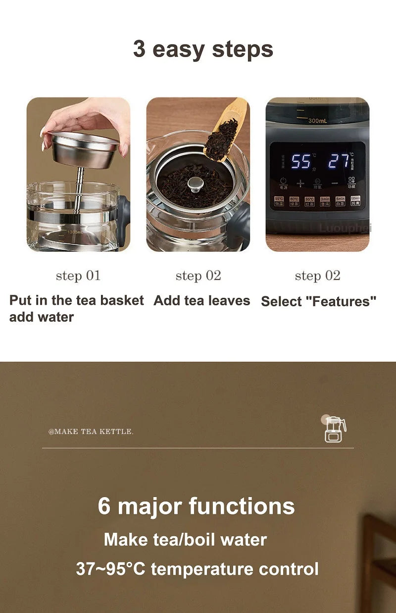 1.3L Tea Maker Baby Constant Temperature Milk Regulator Steam Spray Office Tea Kettle Multifunctional Electric Kettle 220V