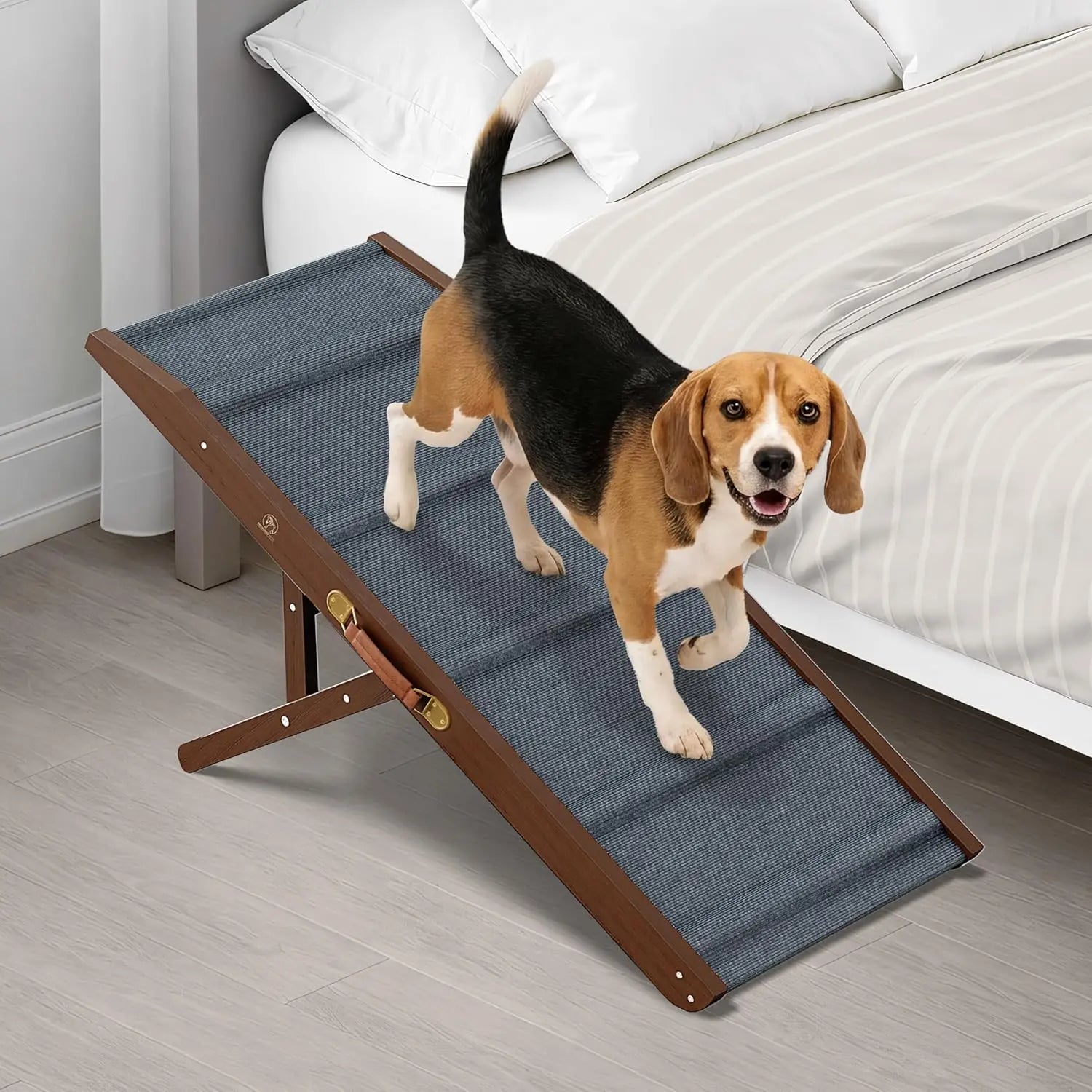 Adjustable Dog Ramp for Furniture and Beds - 34' L x 14' W Dog Bed Ramps for Medium Dogs with 4 Incline Levels & Non-Slip Tracti