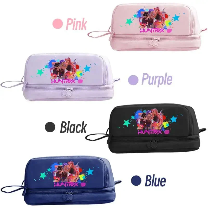 Kpop Demon Hunters pencil case by I YAN, double-layer anime stationery bag with Demon Hunters design, ideal for kids' school supplies