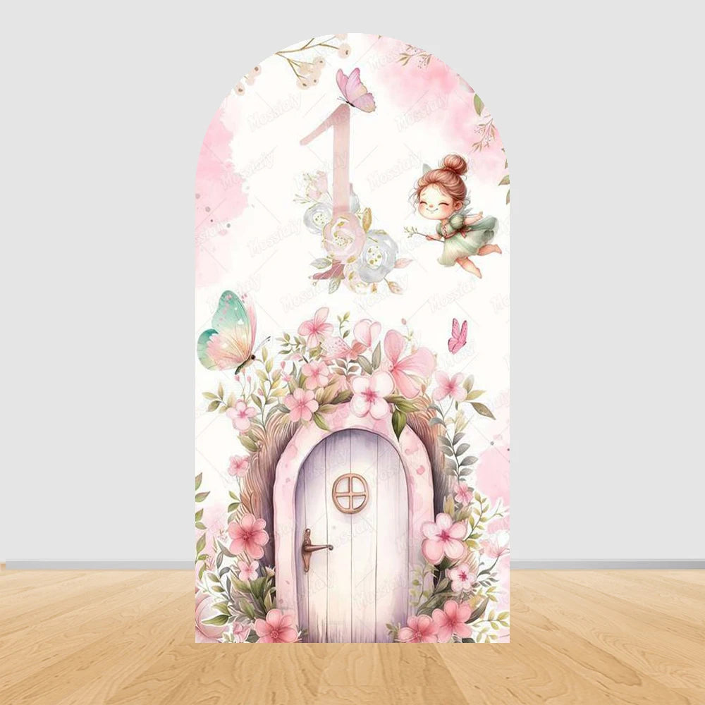 Custom Wonderland Fairy Mushroom Butterfly Chiara Arch Backdrop Cover Ballet Girls Birthday Party Baby Shower Decor Background